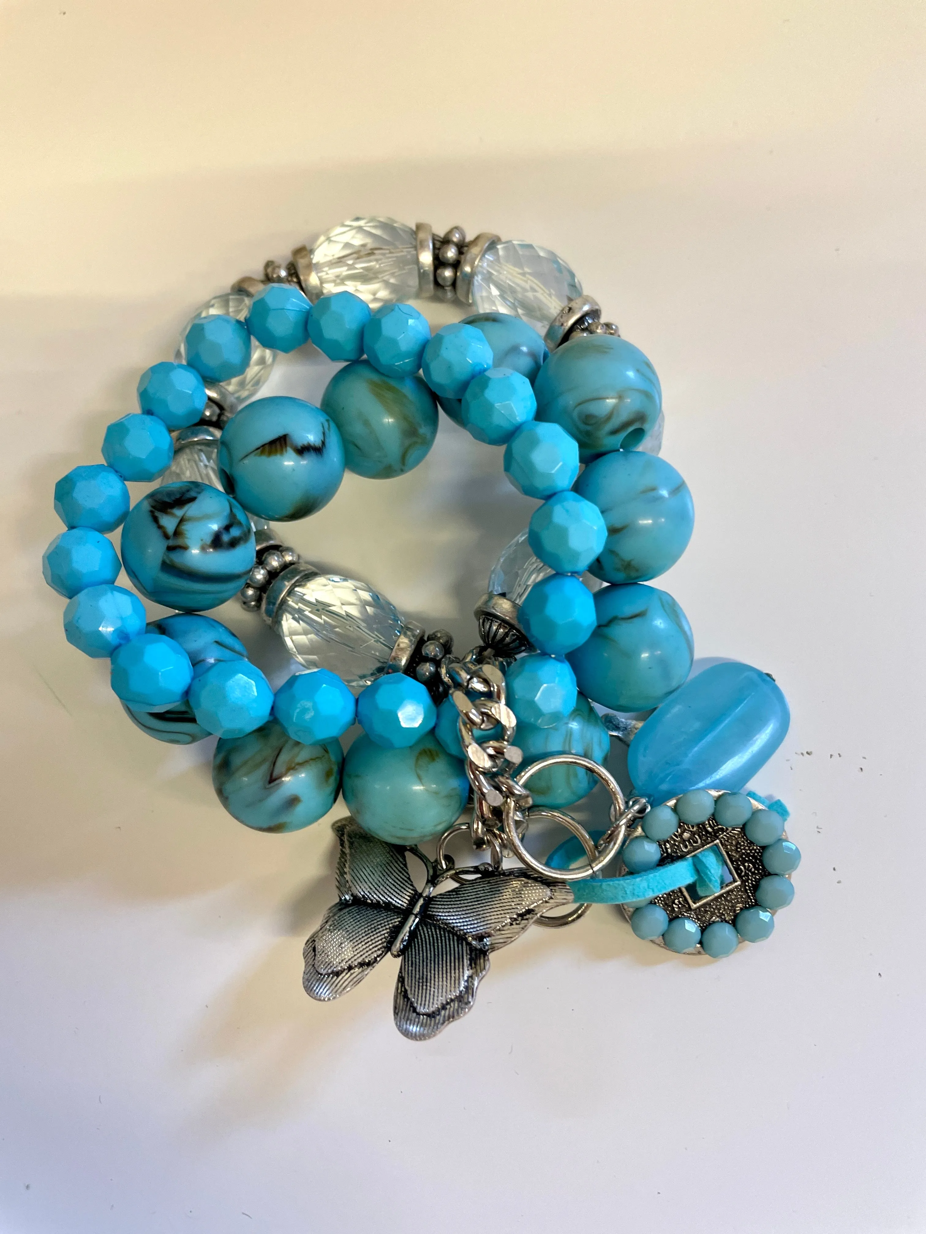 The Chunky Balos Turquoise Stretch Charm Bracelet