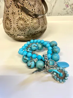The Chunky Balos Turquoise Stretch Charm Bracelet