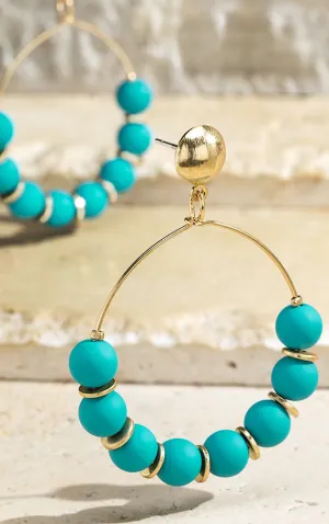 Timeless Appeal Turquoise Beaded Hoop Earrings