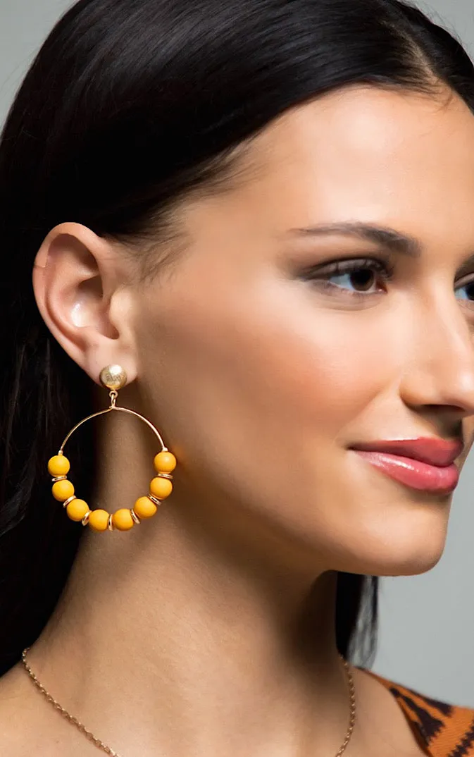 Timeless Appeal Turquoise Beaded Hoop Earrings