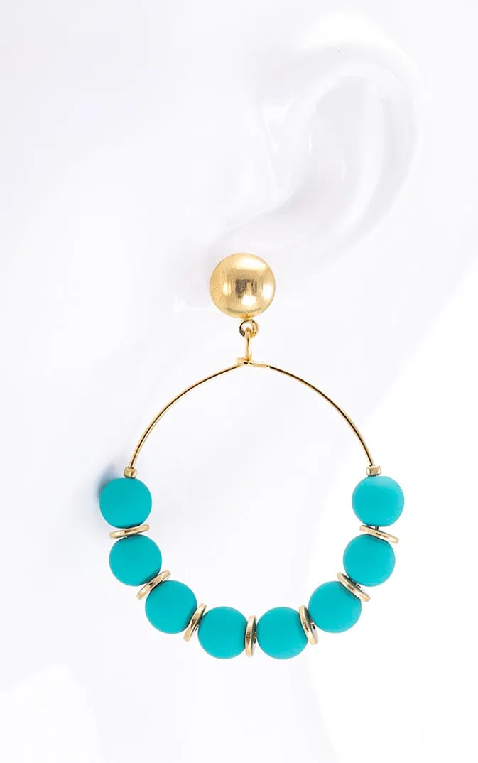 Timeless Appeal Turquoise Beaded Hoop Earrings