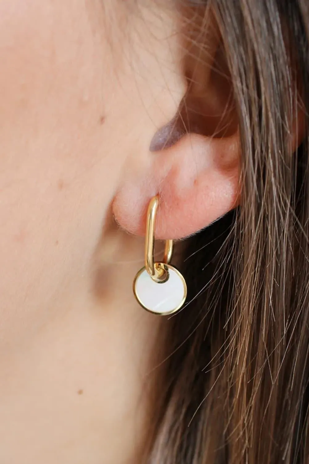 Timeless Copper White Mother Of Pearl Drop Earrings
