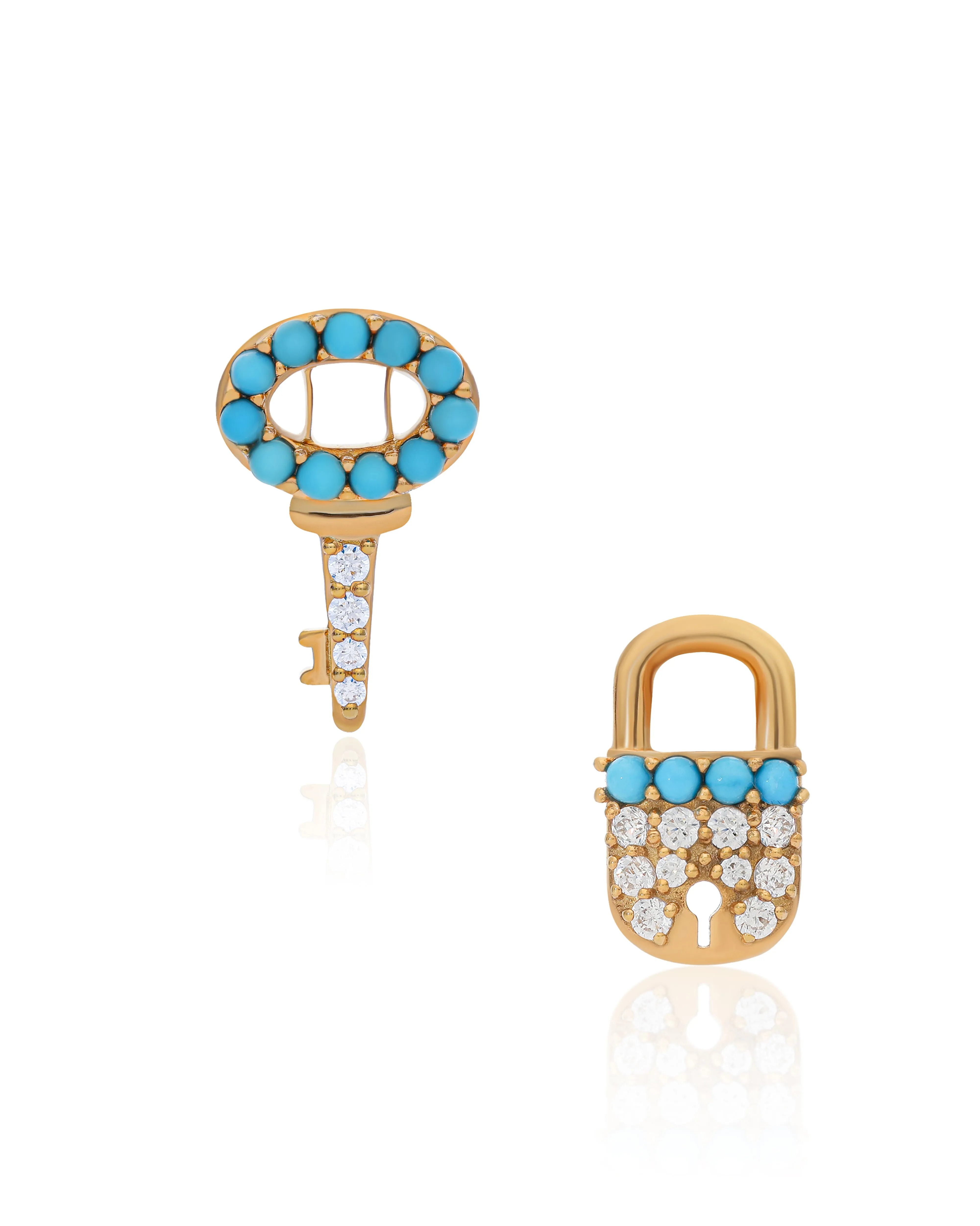 Timeless Sparkle Charm Vermeil Hoops - Turquoise