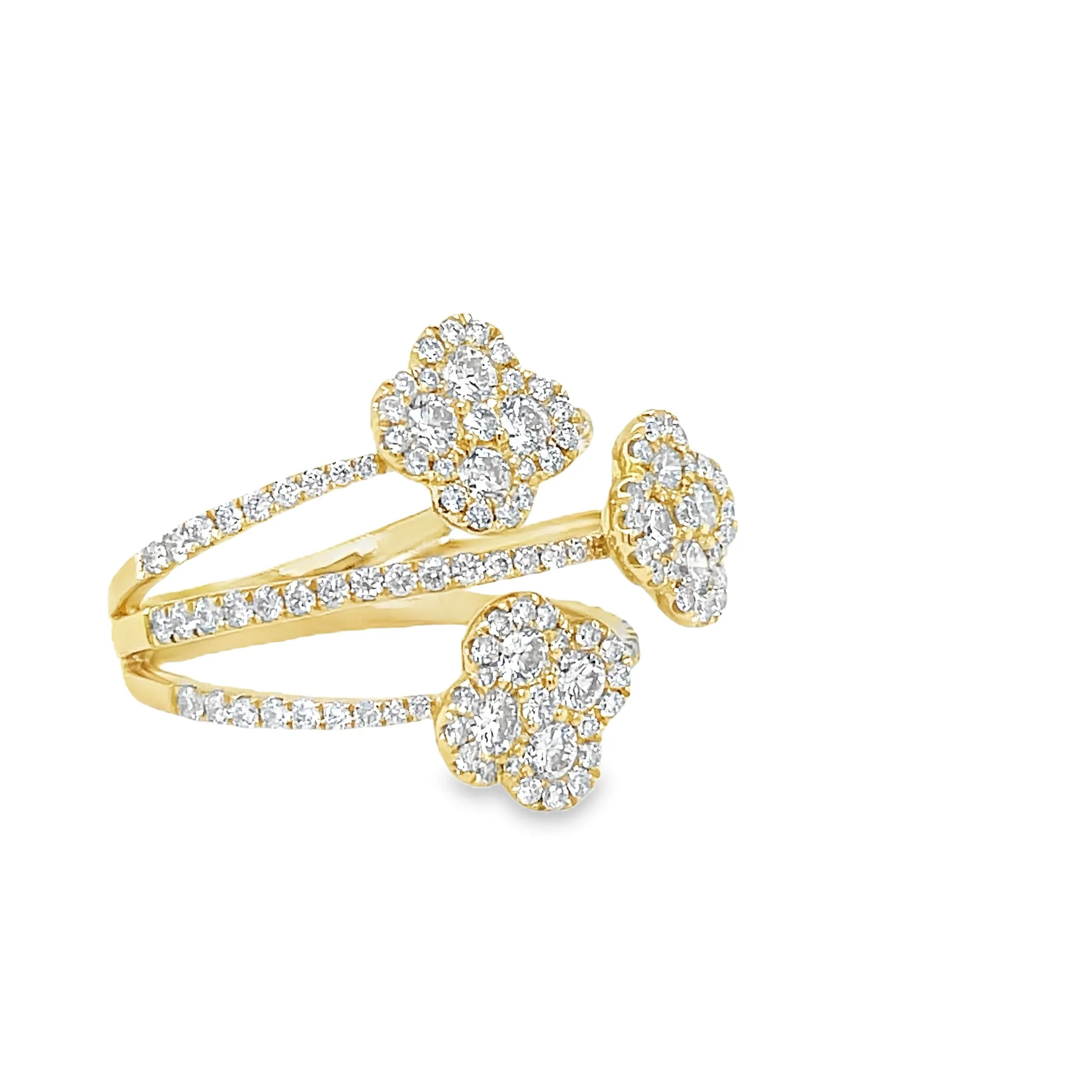 Triple Flower Diamond Ring