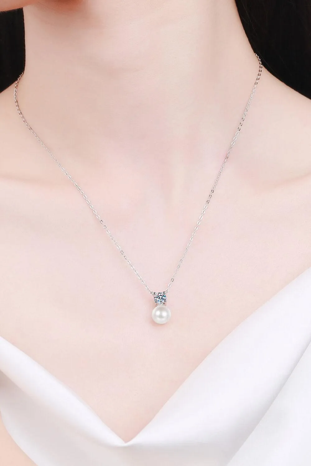 Unending Bliss Pearl Moissanite Necklace Womens