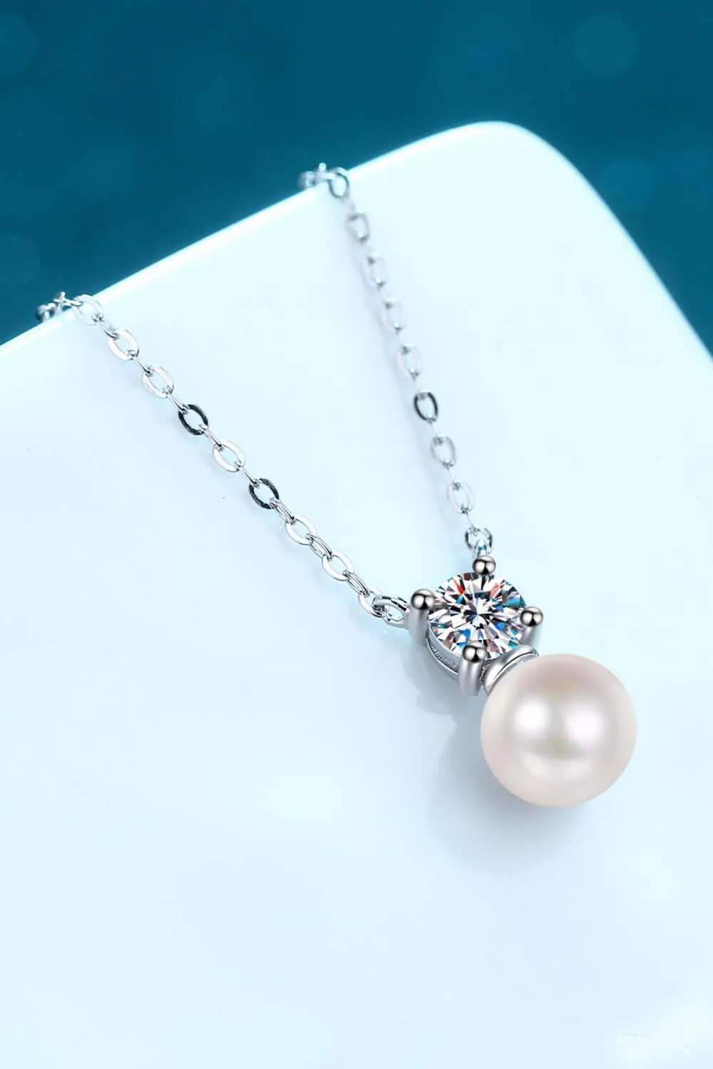 Unending Bliss Pearl Moissanite Necklace Womens