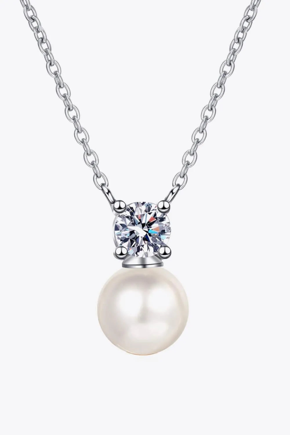 Unending Bliss Pearl Moissanite Necklace Womens