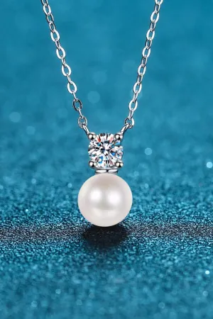 Unending Bliss Pearl Moissanite Necklace Womens