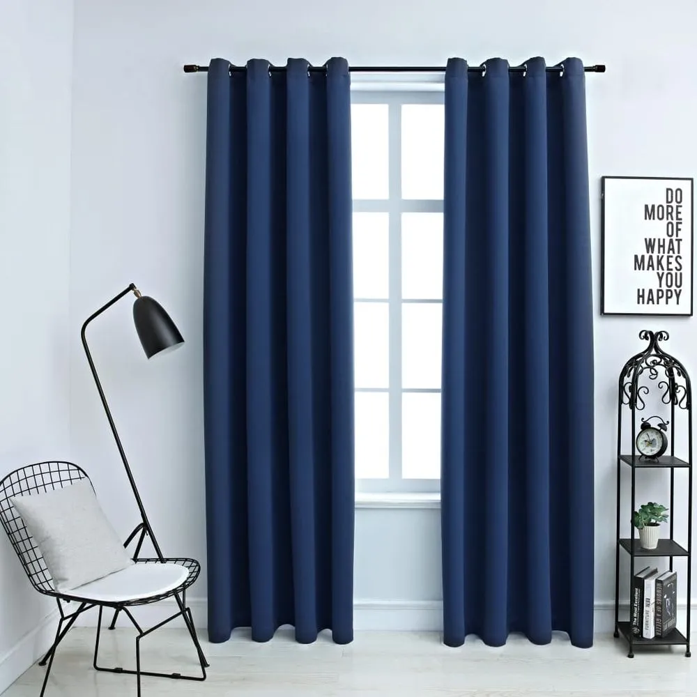 vidaXL Blackout Curtains with Metal Rings 2 pcs Black 140x175 cm
