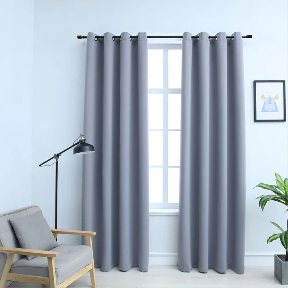 vidaXL Blackout Curtains with Metal Rings 2 pcs Black 140x175 cm