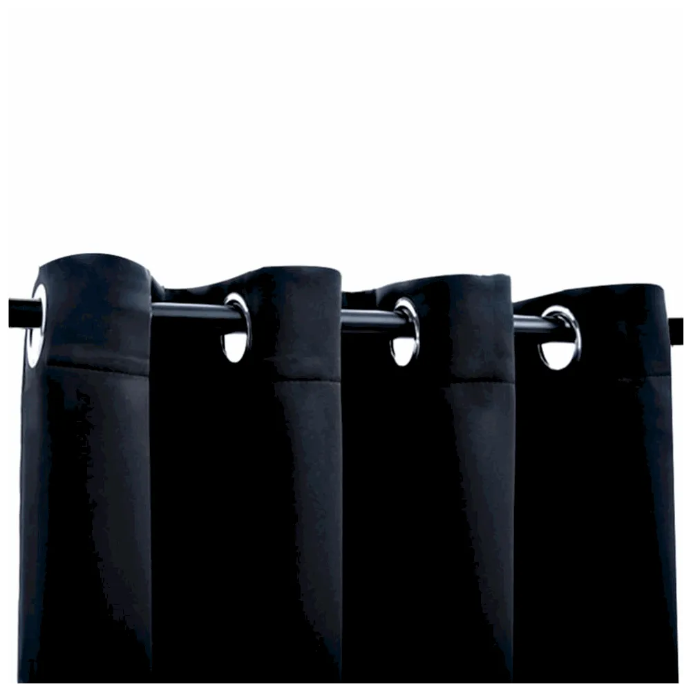 vidaXL Blackout Curtains with Metal Rings 2 pcs Black 140x175 cm