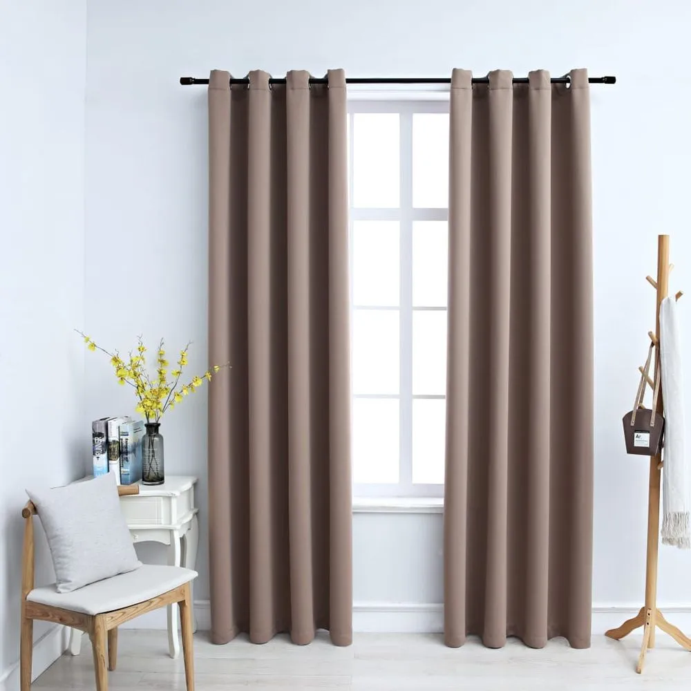 vidaXL Blackout Curtains with Metal Rings 2 pcs Black 140x175 cm