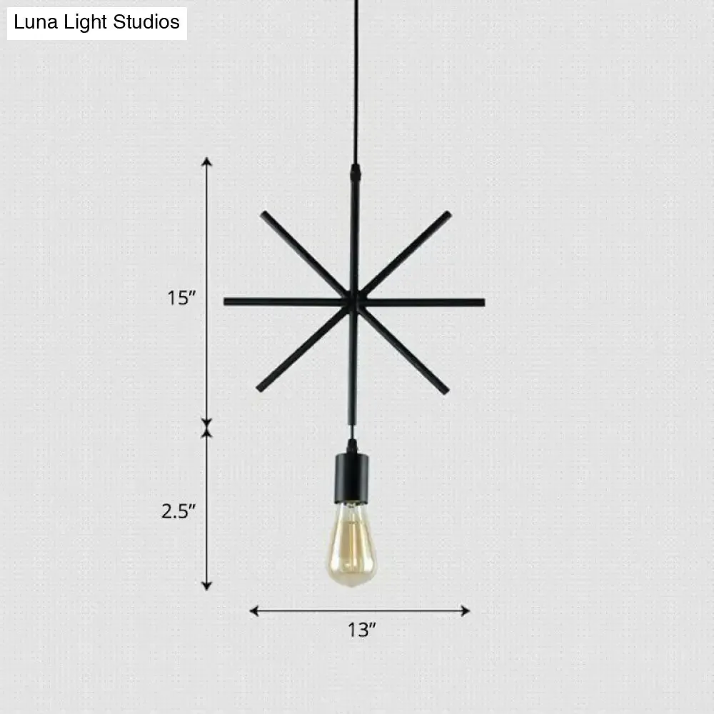 Vintage Geometric Pendant Light in Black - Metal Suspension Lighting for Living Room
