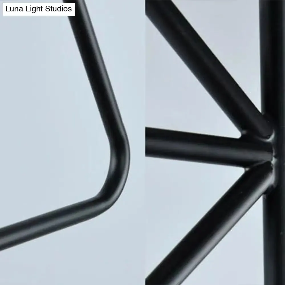 Vintage Geometric Pendant Light in Black - Metal Suspension Lighting for Living Room