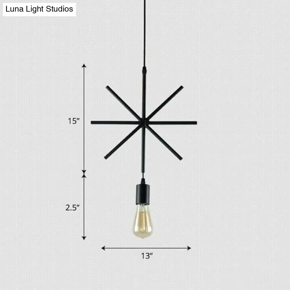Vintage Geometric Pendant Light in Black - Metal Suspension Lighting for Living Room