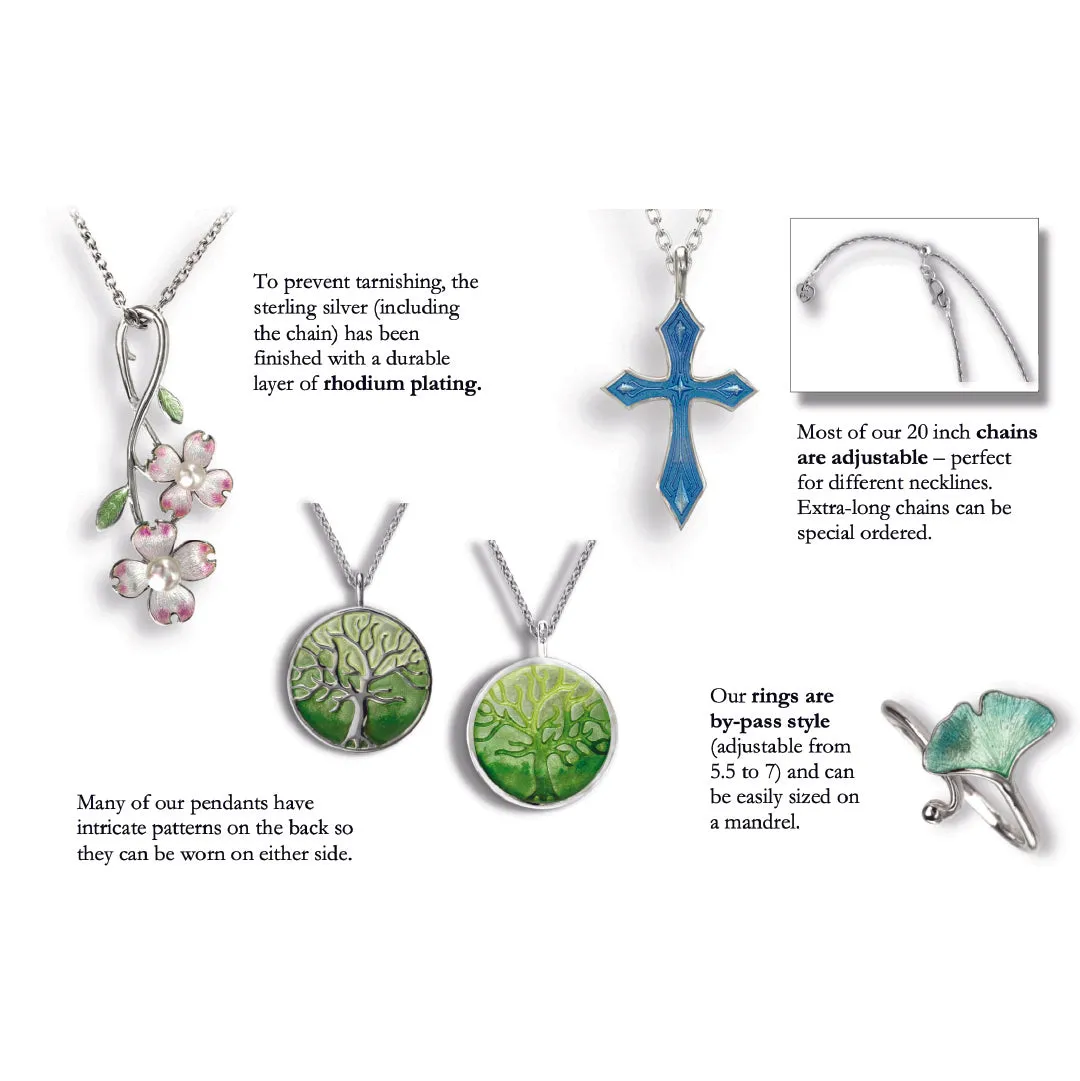 White Enamel Petals Centered Pink Rhodium Plated 925 Chain Pendants