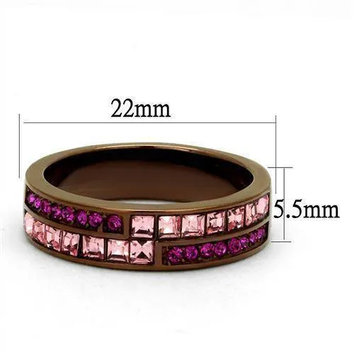 Women Stainless Steel Synthetic Crystal Rings Pink Baby