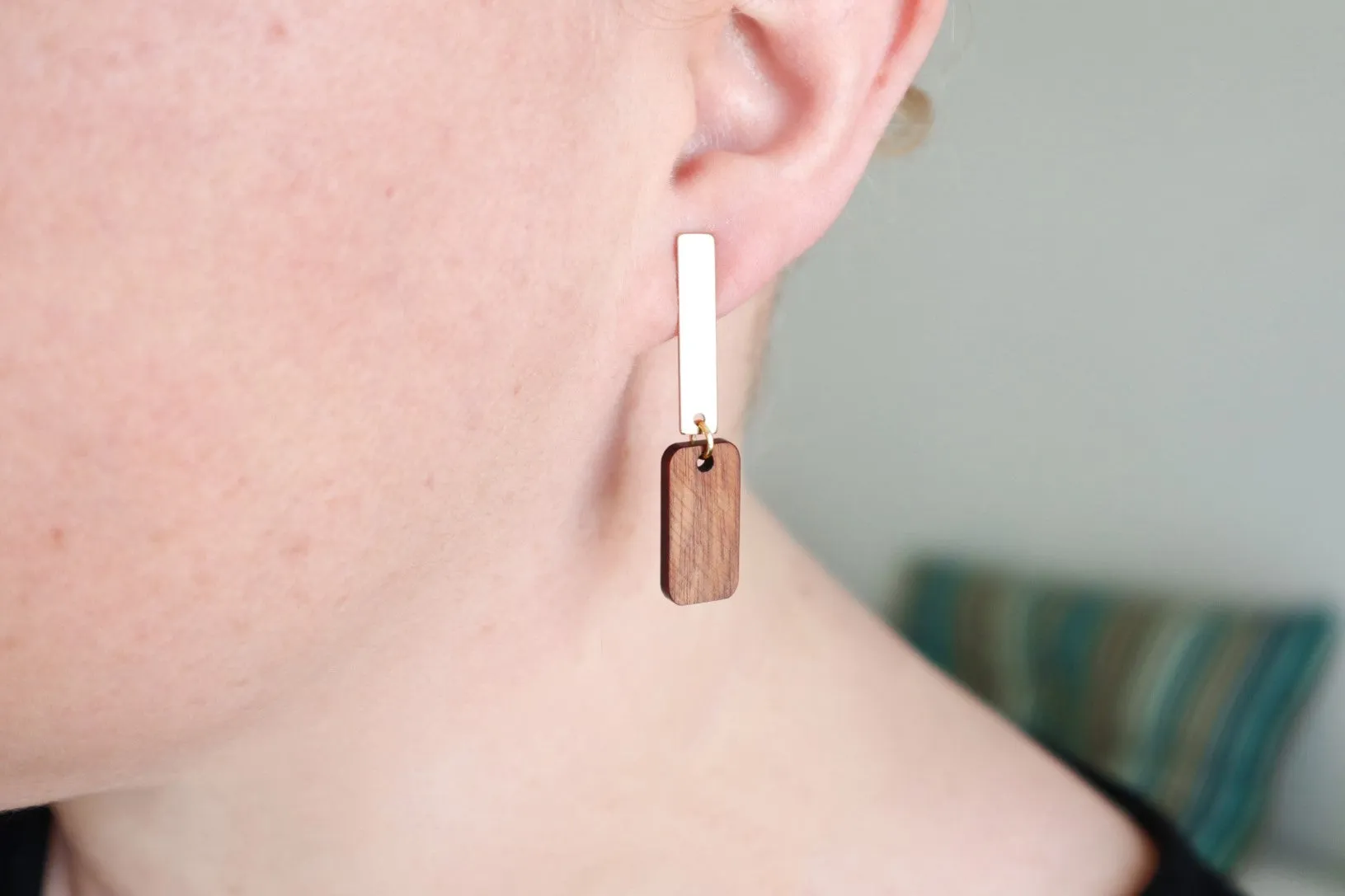 Wooden bar earrings